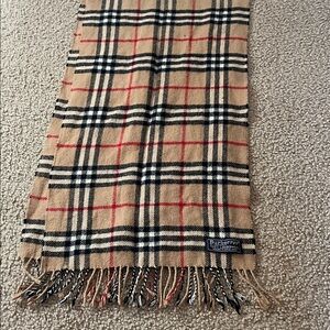 Burberry Beige Checkered Scarf with Red and Black Accents